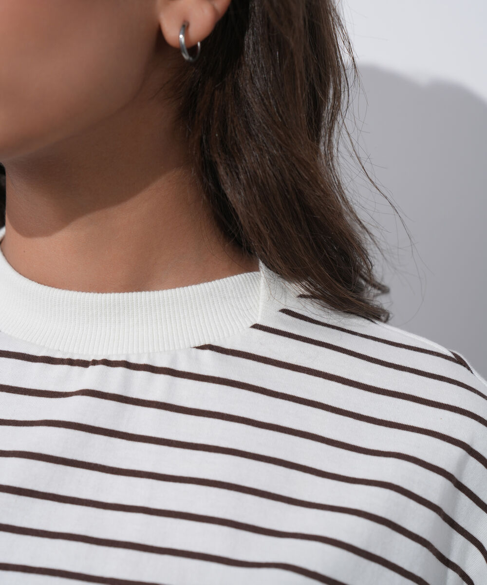 Women's Western Wear Multi Striped Cropped T-Shirt