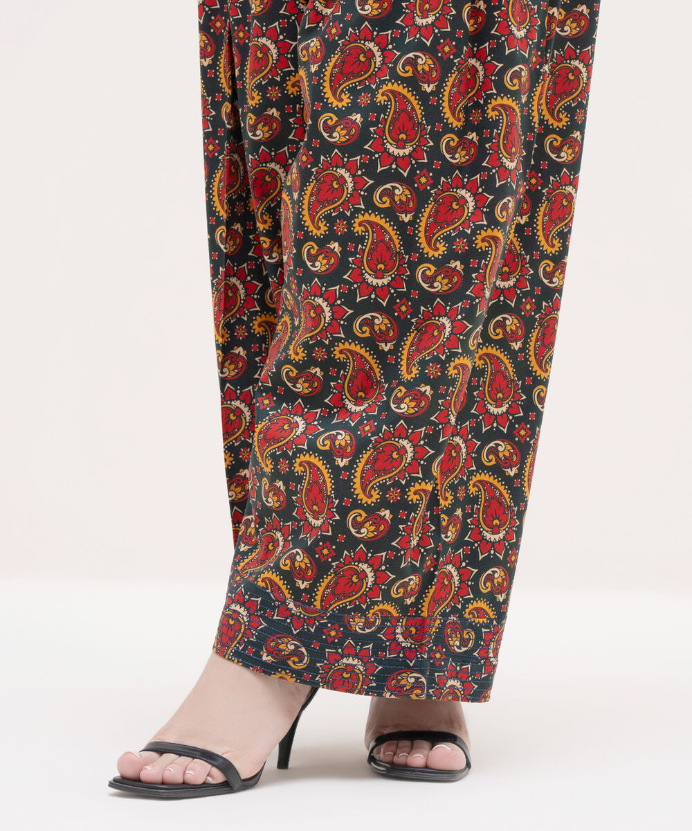 Women's RTW Cotton Viscose Black Printed Shalwar