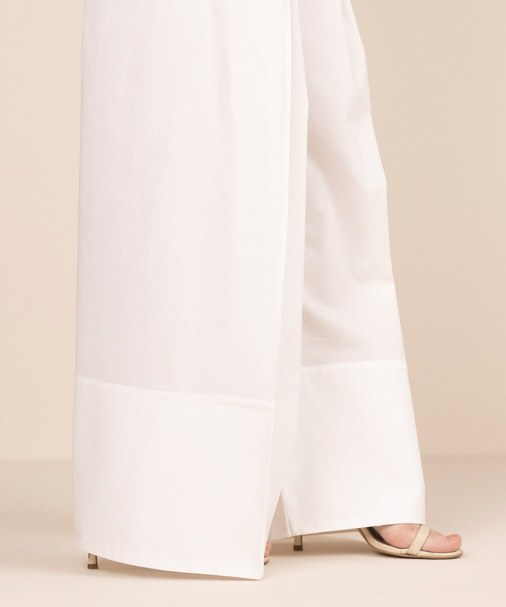 Women's RTW Cambric White Solid Farshi Shalwar