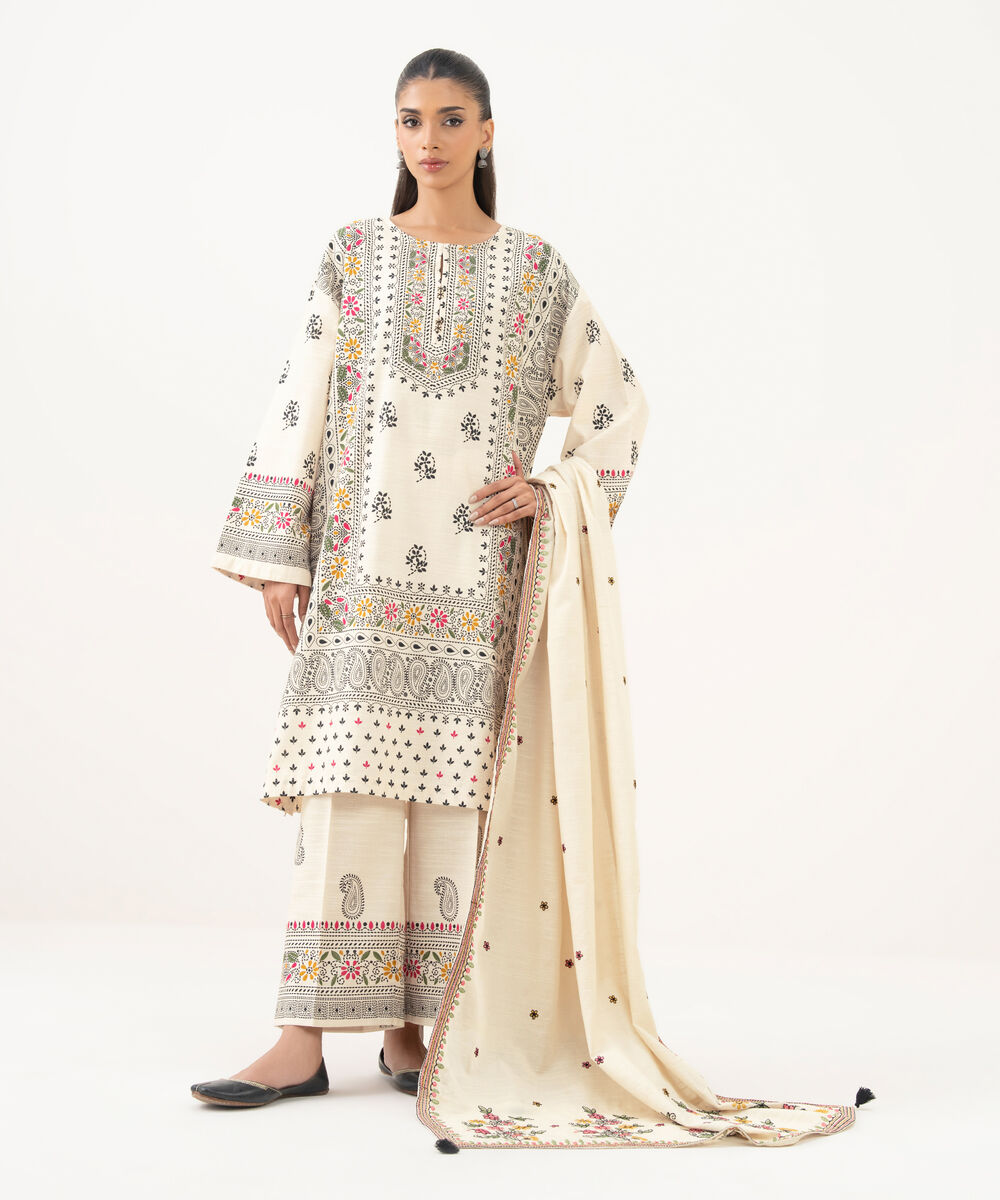 Women's RTW Light Khaddar Printed Drop Shoulder Multi Shirt