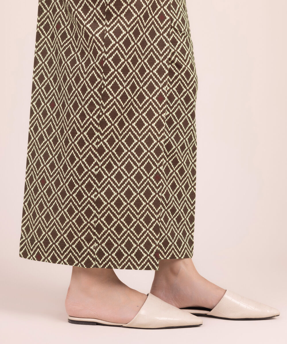 Women's RTW Cotton Printed Brown Culottes