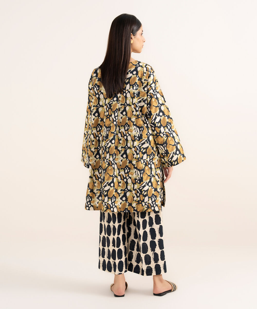 Women's RTW Cambric Brown Printed Drop Shoulder Shirt