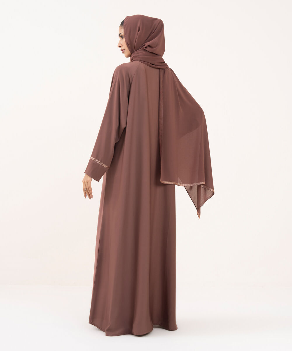 Women's Pink Textured Fabric Abaya Set