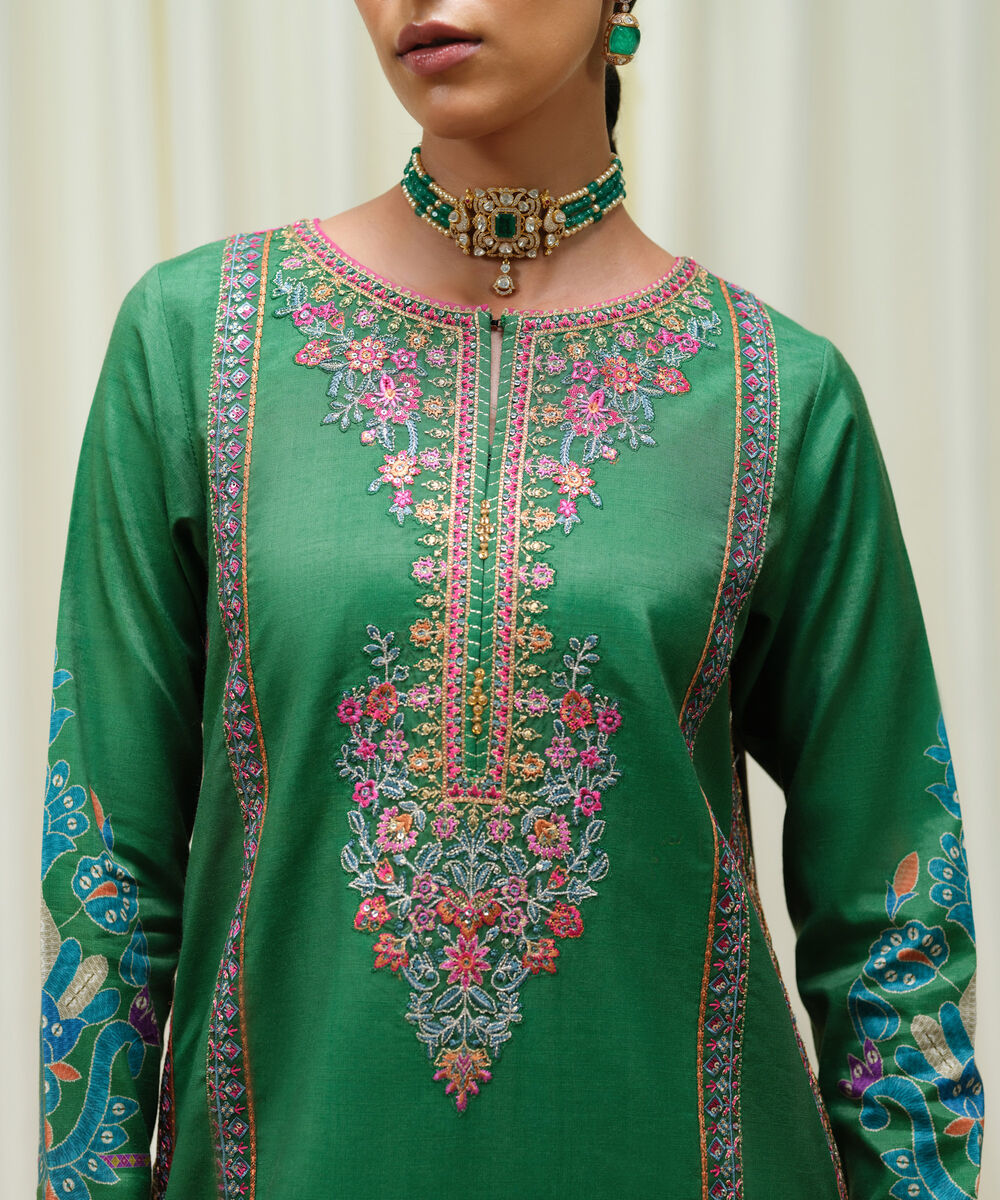 Women's Unstitched Viscose Raw Silk Dyed Three Piece Suit