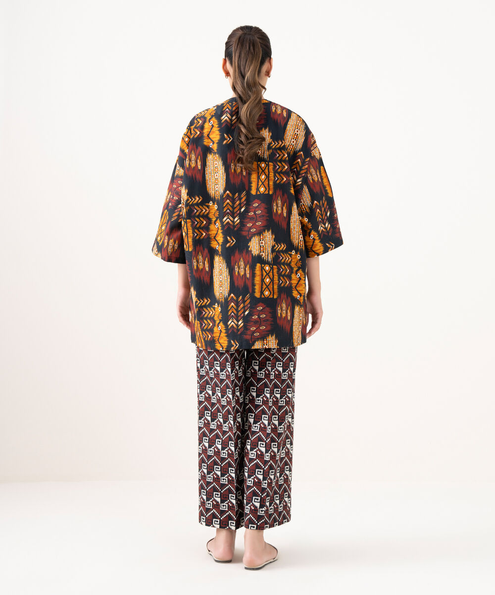 Women's RTW Cotton Printed Black Boxy Shirt