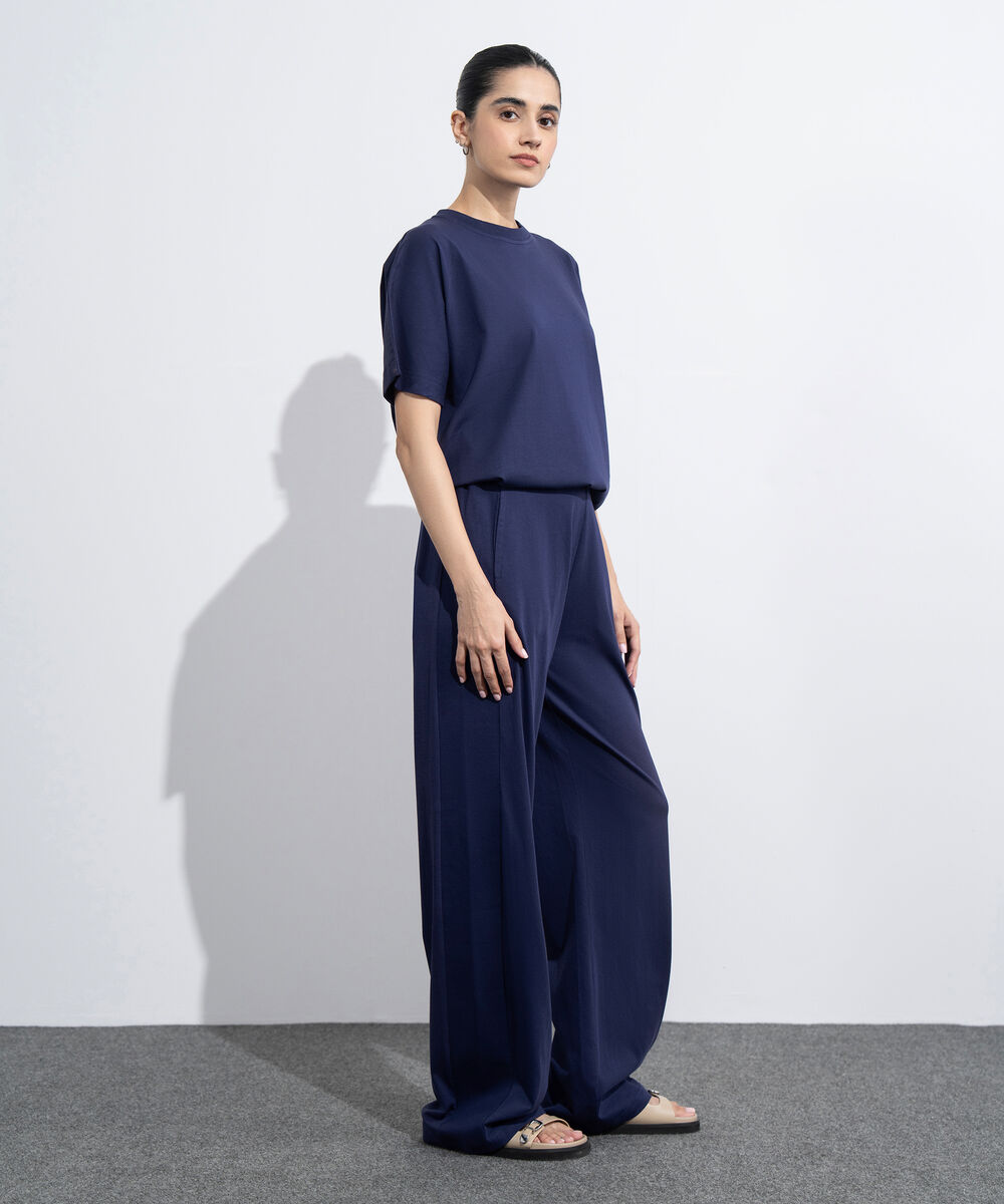 Women's Western Wear Blue Pull-On Jersey Trousers