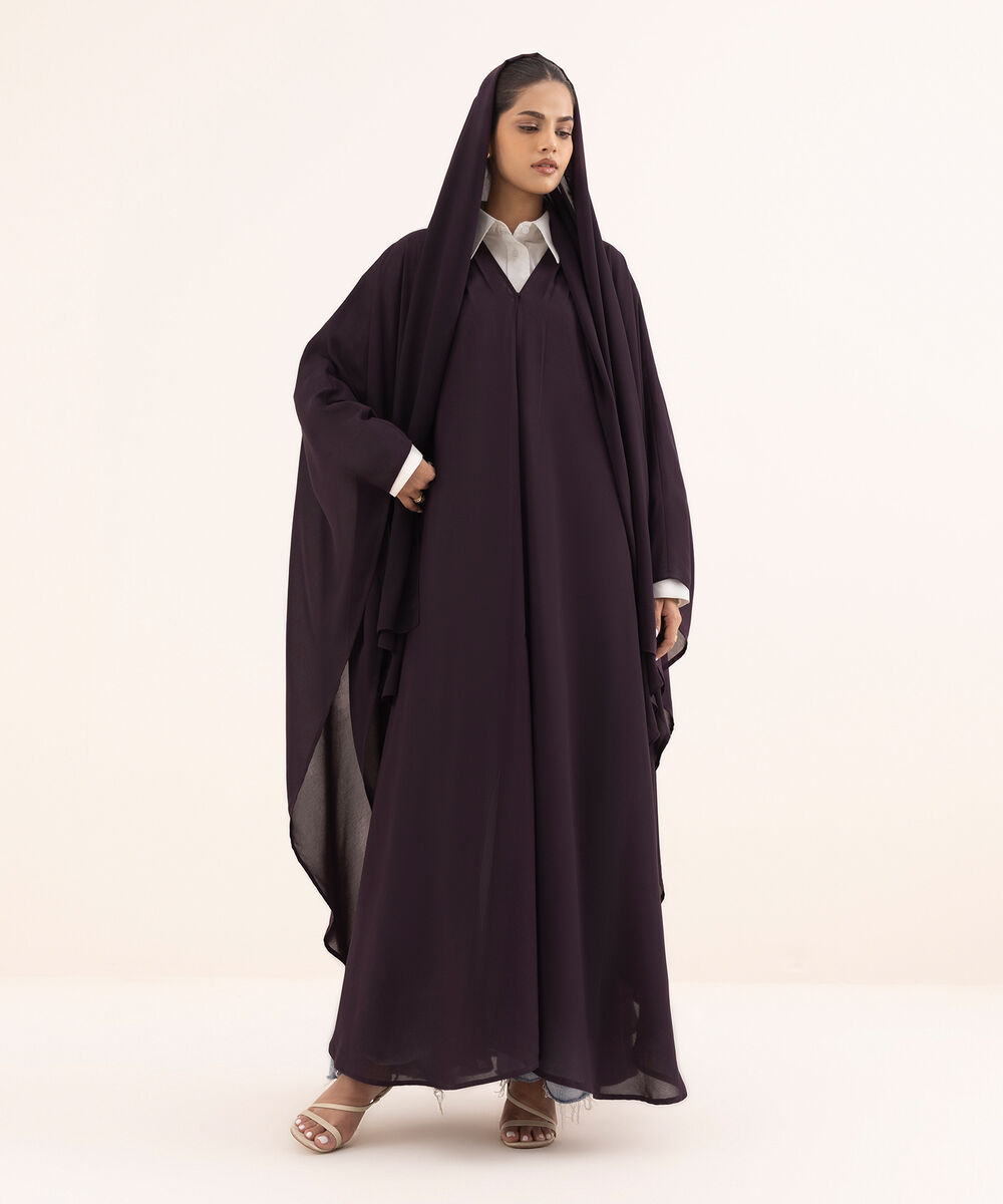 Women's Purple Chiffon Abaya Set