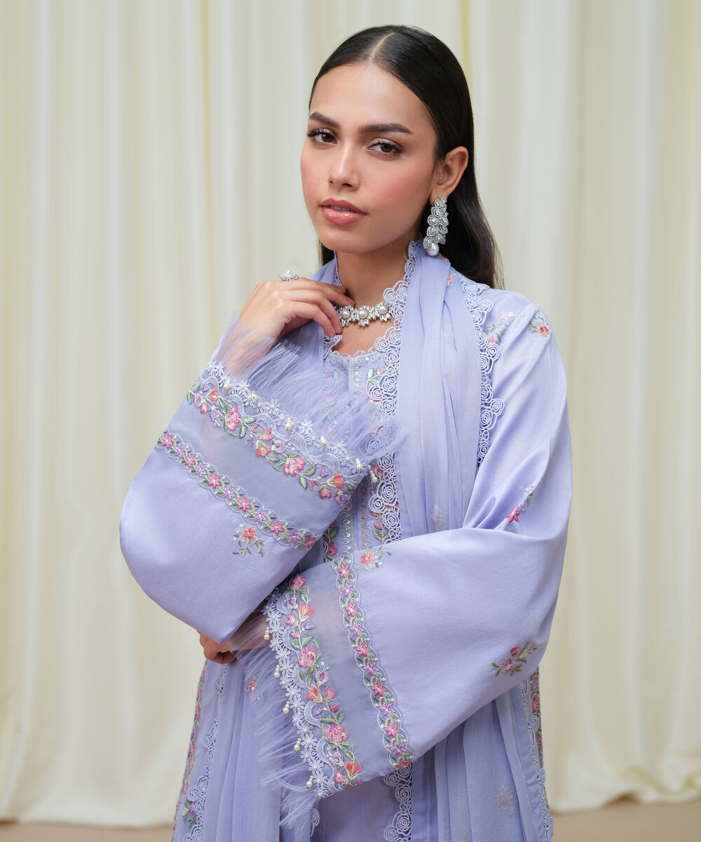 Women's Unstitched Cotton Net Dyed Three Piece Suit