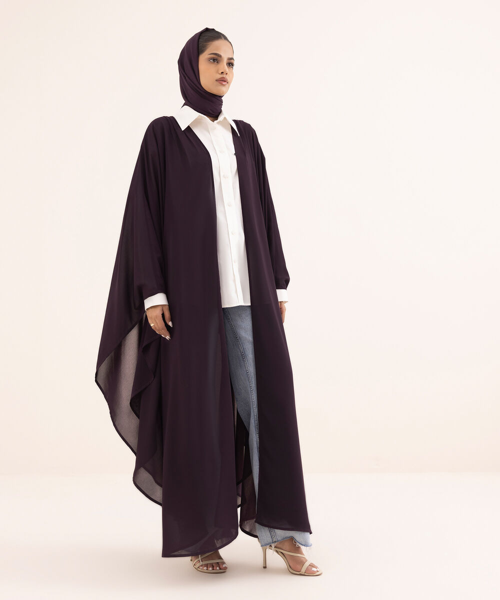 Women's Purple Chiffon Abaya Set