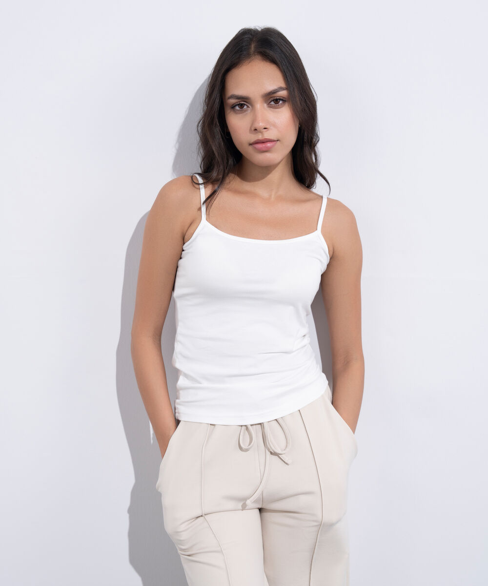 Women's Western Wear White Stretch Tank Top