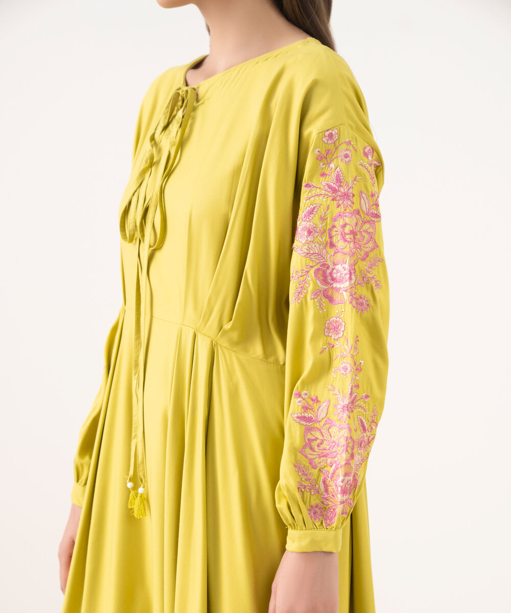 Women's RTW Cambric Green Dyed A-Line Shirt