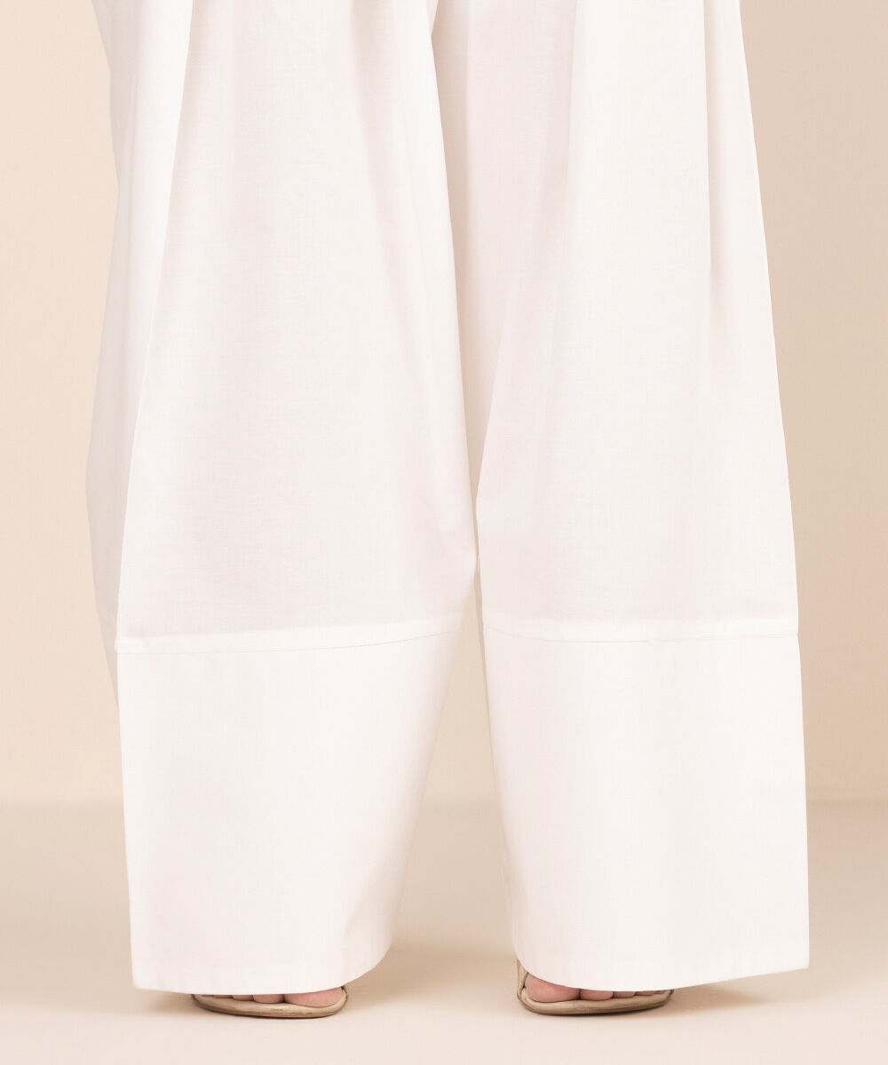 Women's RTW Cambric White Solid Farshi Shalwar