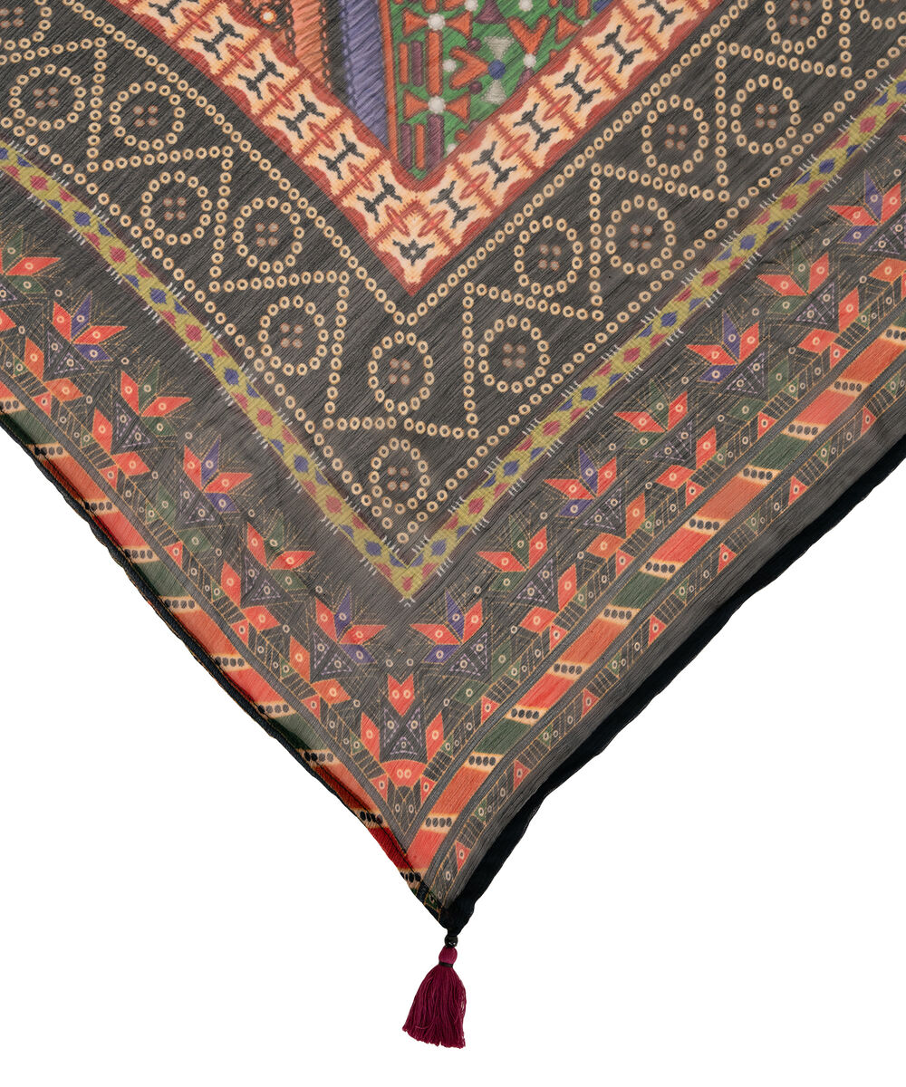 Blended Chiffon Black Printed Dupatta