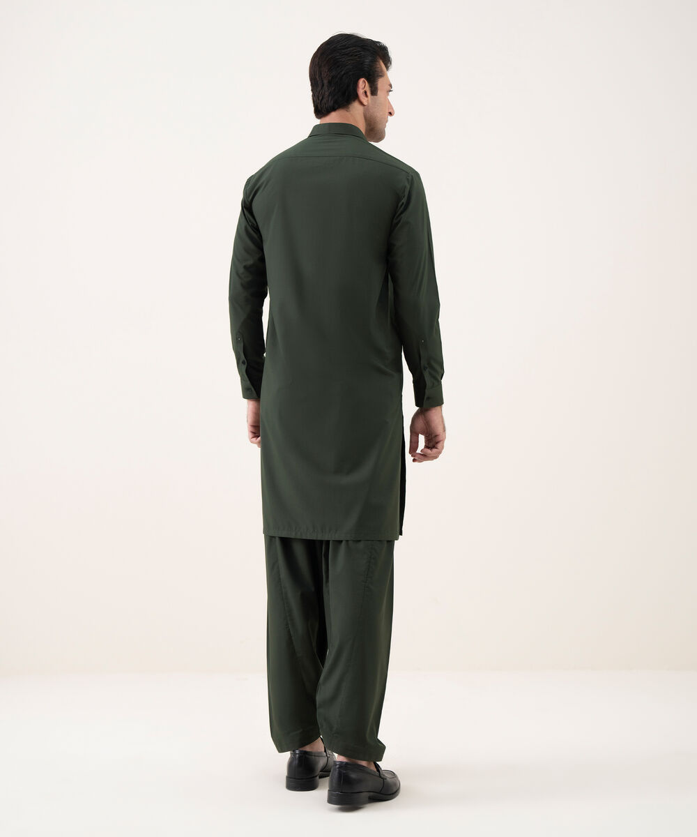 Men's Viscose Plain Green Kameez Shalwar