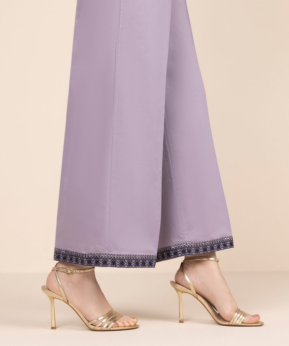 Women's RTW Cambric Purple Embroidered Culottes