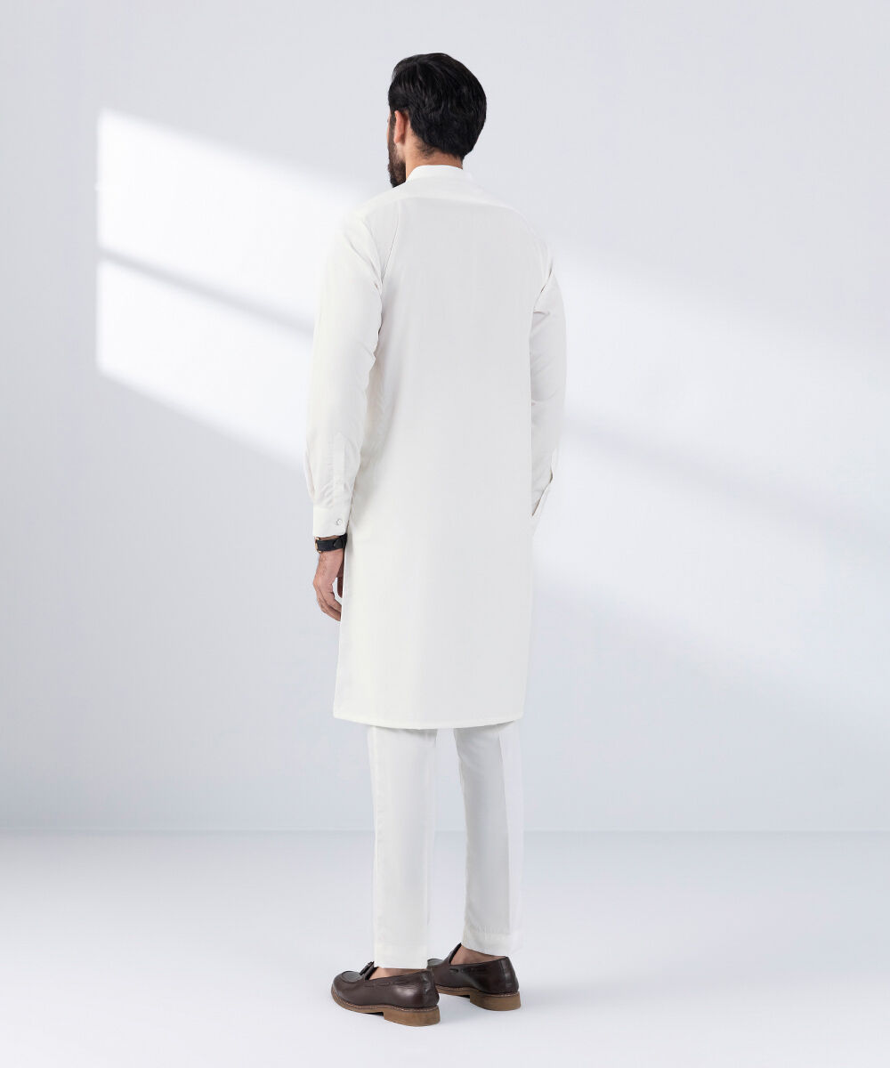 Men's Wash and Wear White Kurta Pajama