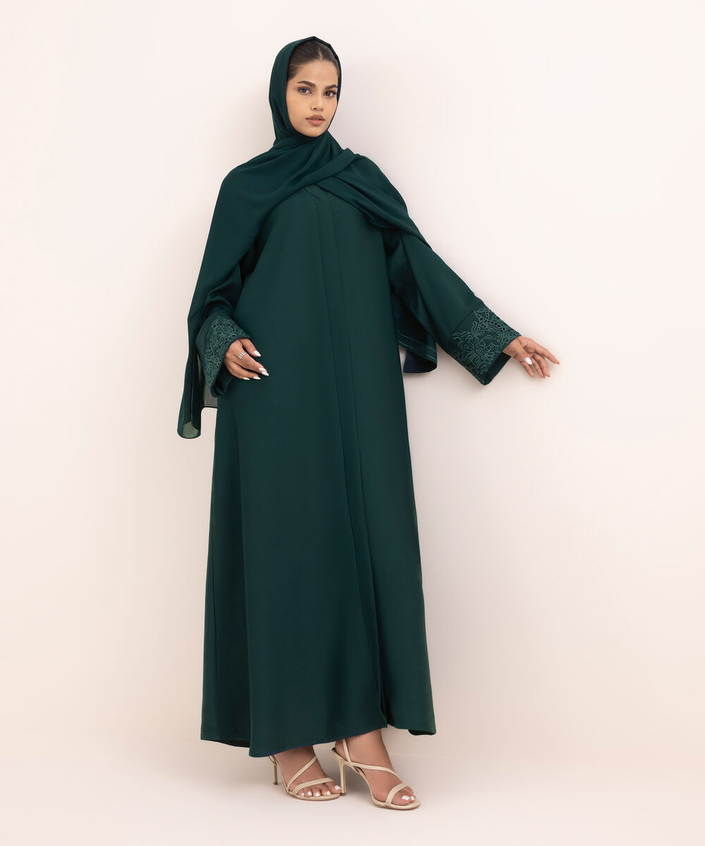 Women's Green Nida Abaya Set