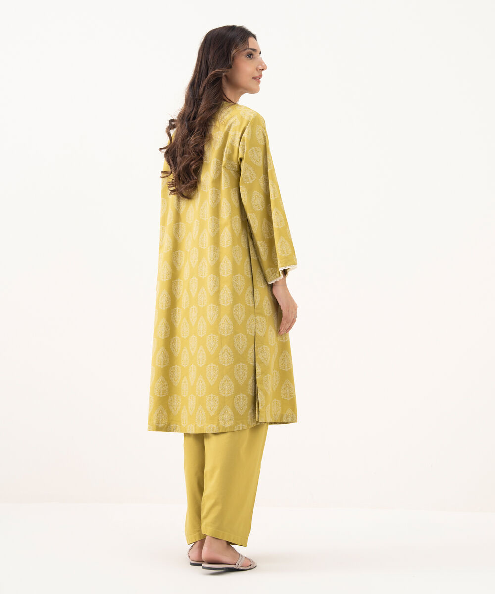 Women's RTW Cotton Viscose Printed A-Line Yellow Shirt