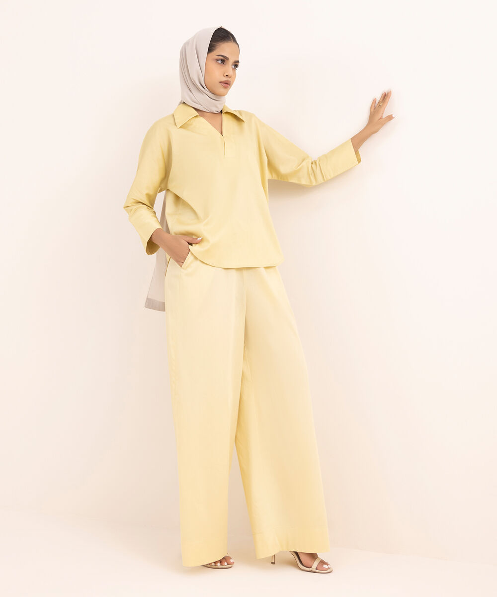 Women's Yellow Cotton Modest Wear Top