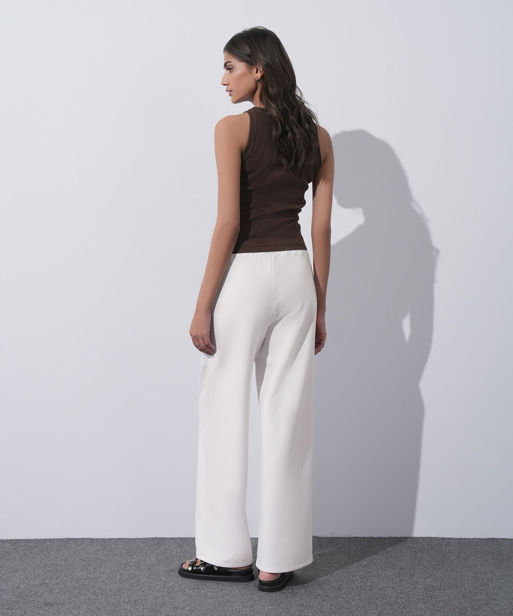 Women's Western Wear White Pull On Summer Terry Trousers