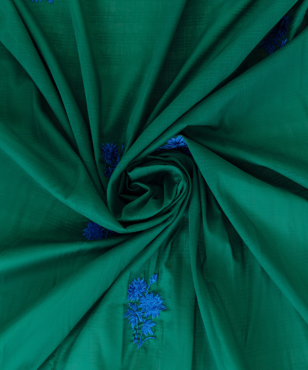 Textured Voile Green Embroidered Dupatta