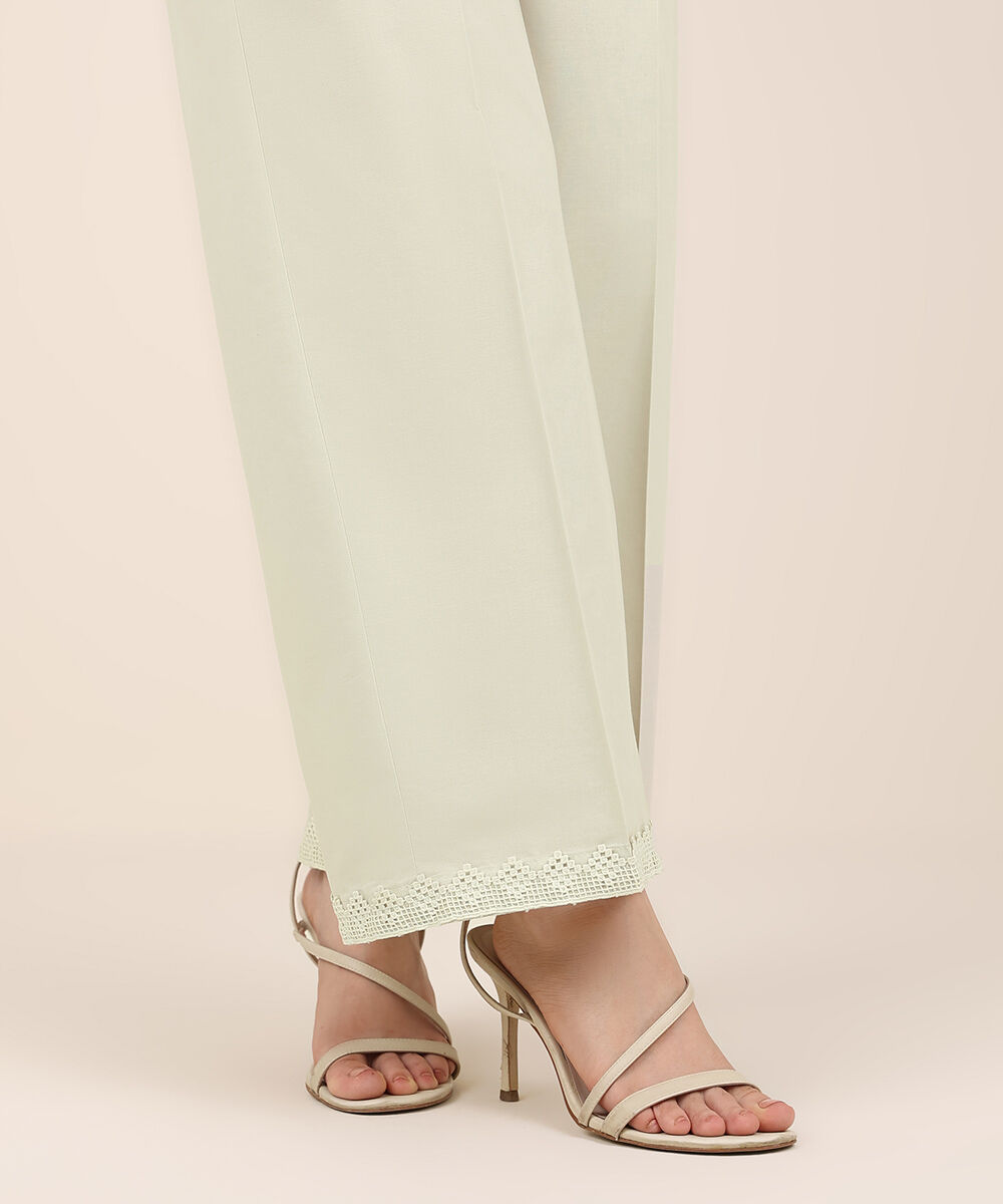 Women's RTW Cambric Green Solid Culottes