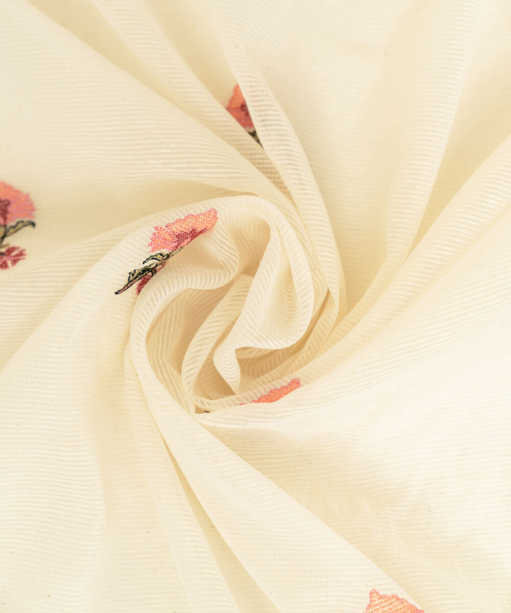 Blended Textured Karandi Off White Embroidered Dupatta