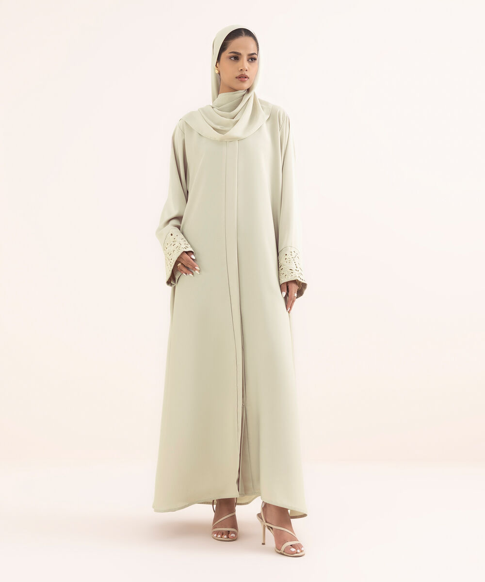 Women's Beige Nida Abaya Set