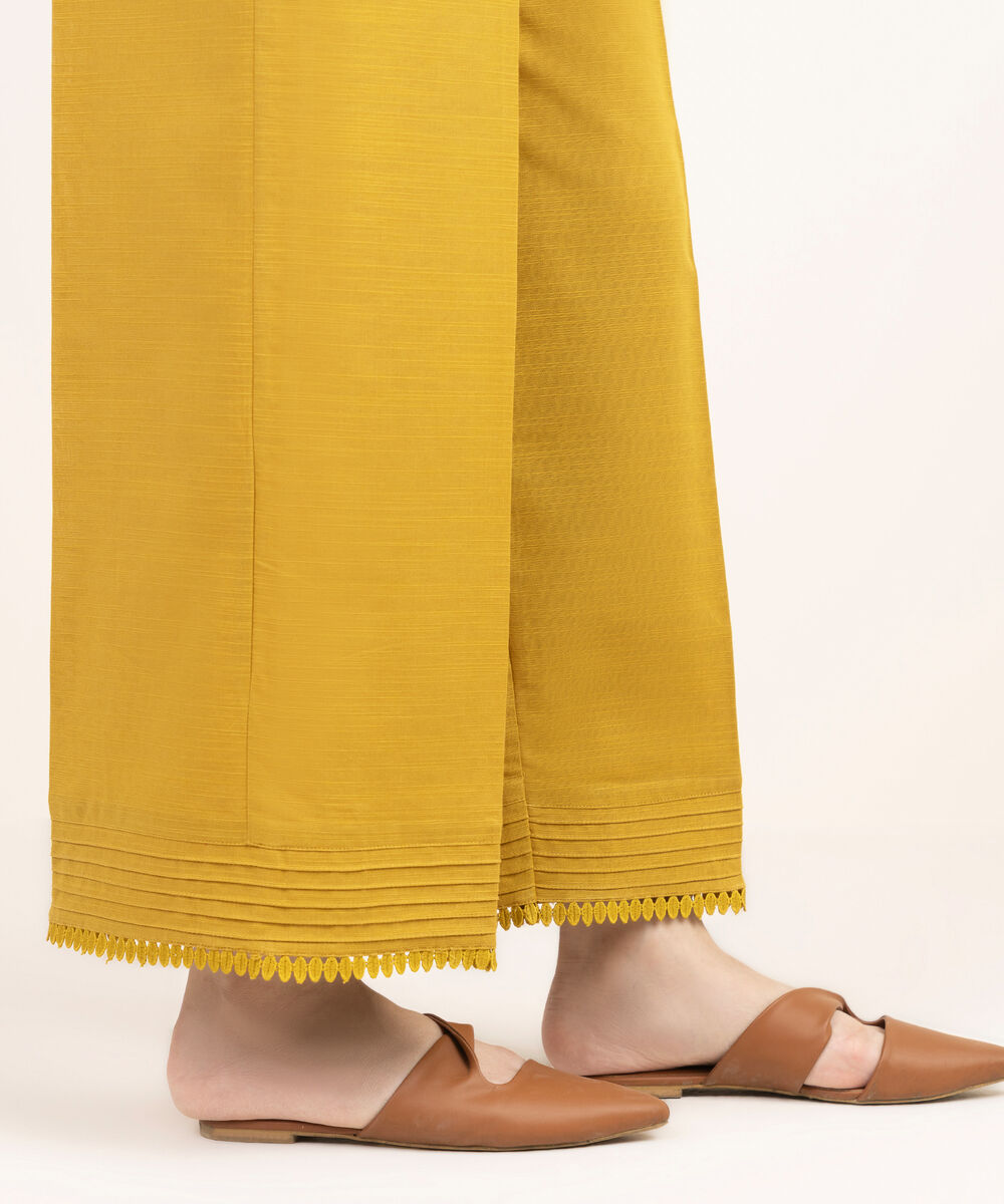 Women's RTW Khaddar Solid Yellow Culottes
