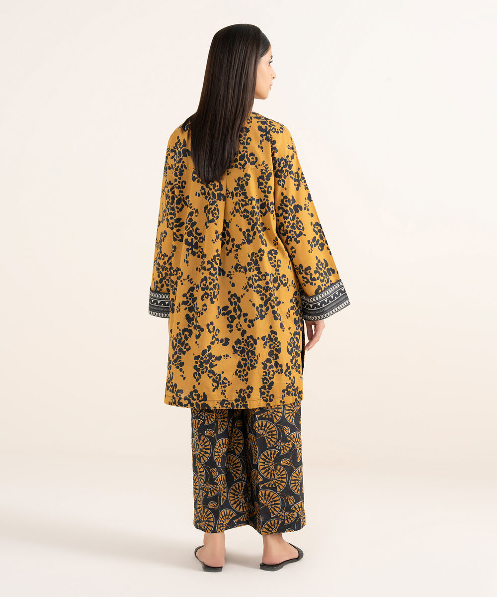 Women's RTW Cambric Brown Printed Drop Shoulder Shirt