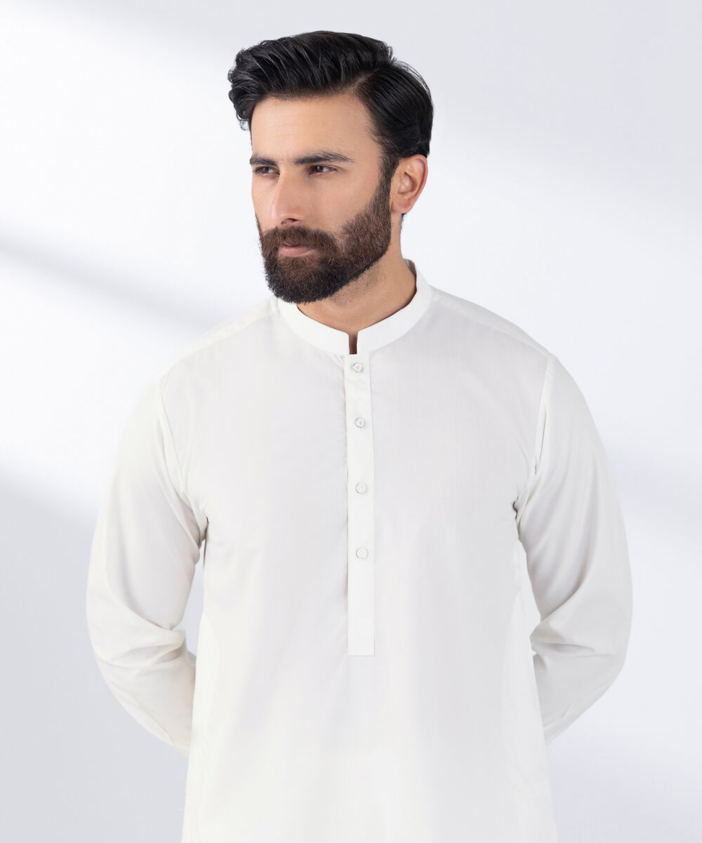 Men's Wash and Wear White Kurta Pajama
