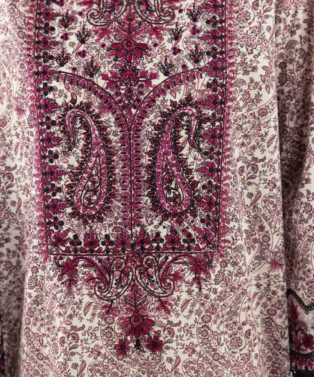 Women's RTW Textured Lawn Purple Embroidered A-Line Shirt