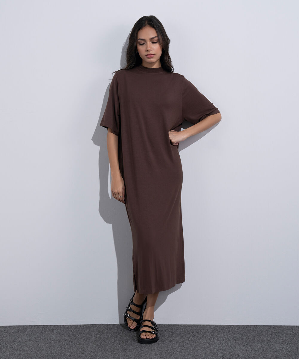 Women's Western Wear Brown T-Shirt Short Sleeve Dress