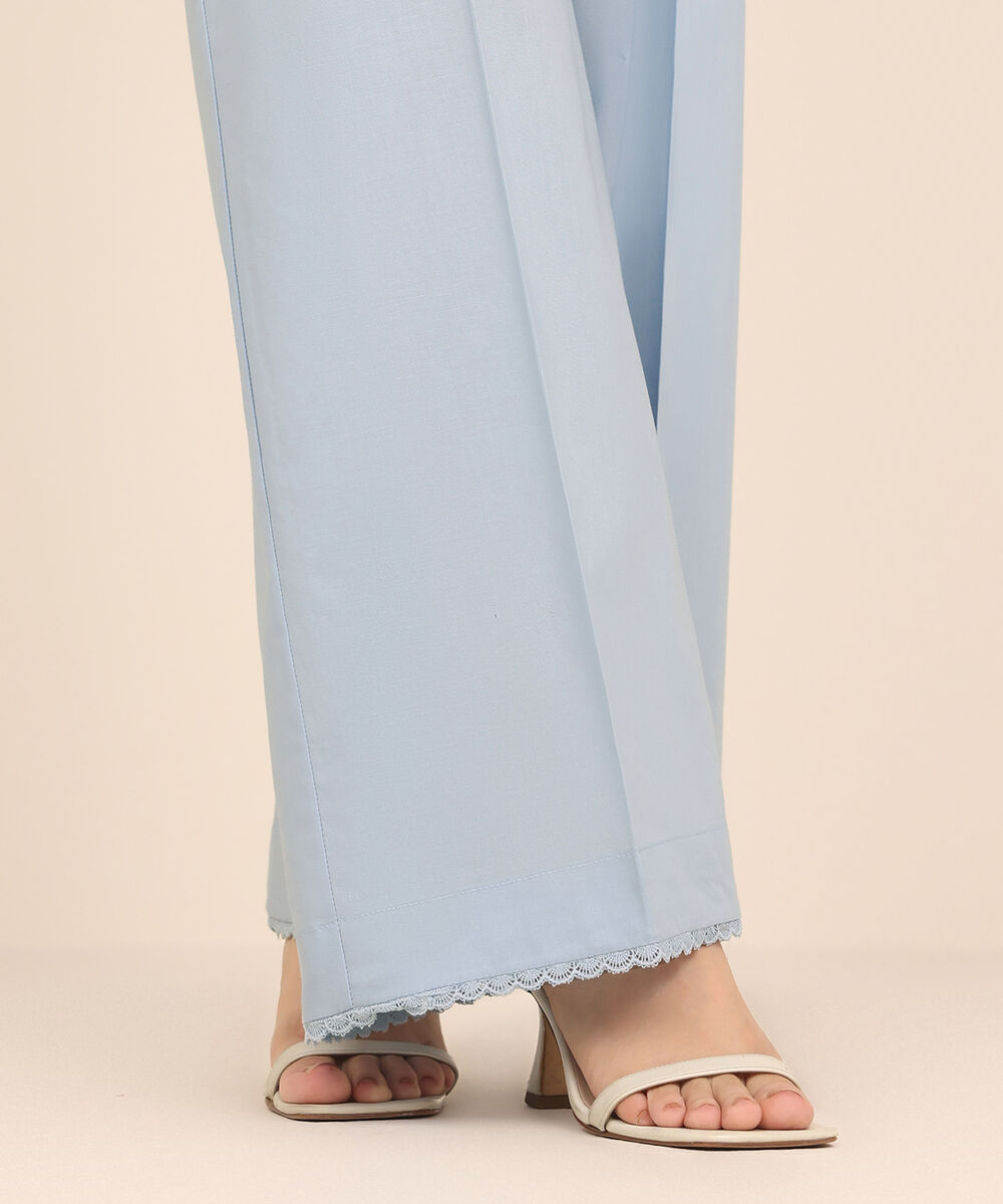 Women's RTW Cambric Blue Solid Culottes