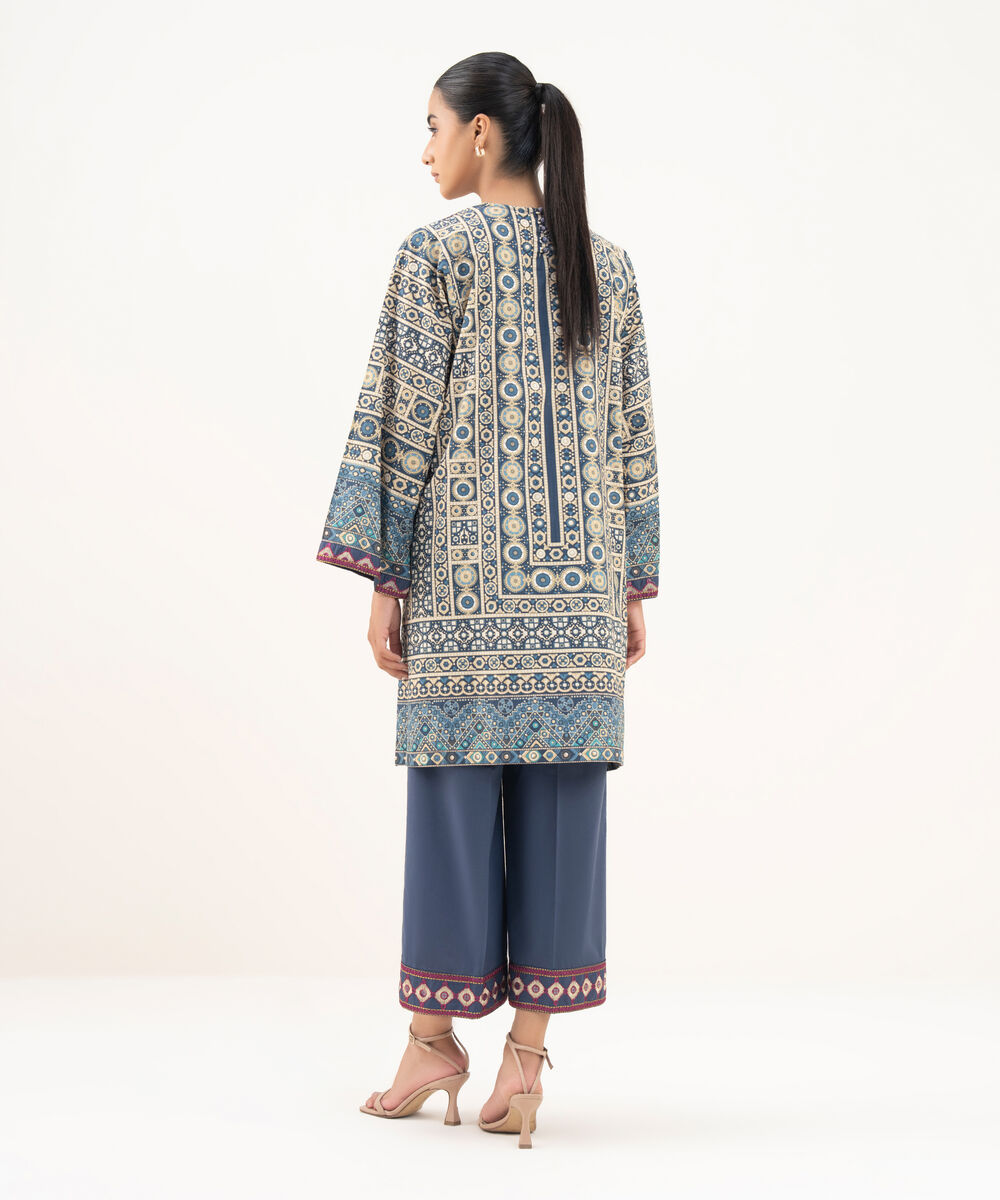 Women's RTW Cambric Blue Embroidered Boxy Shirt