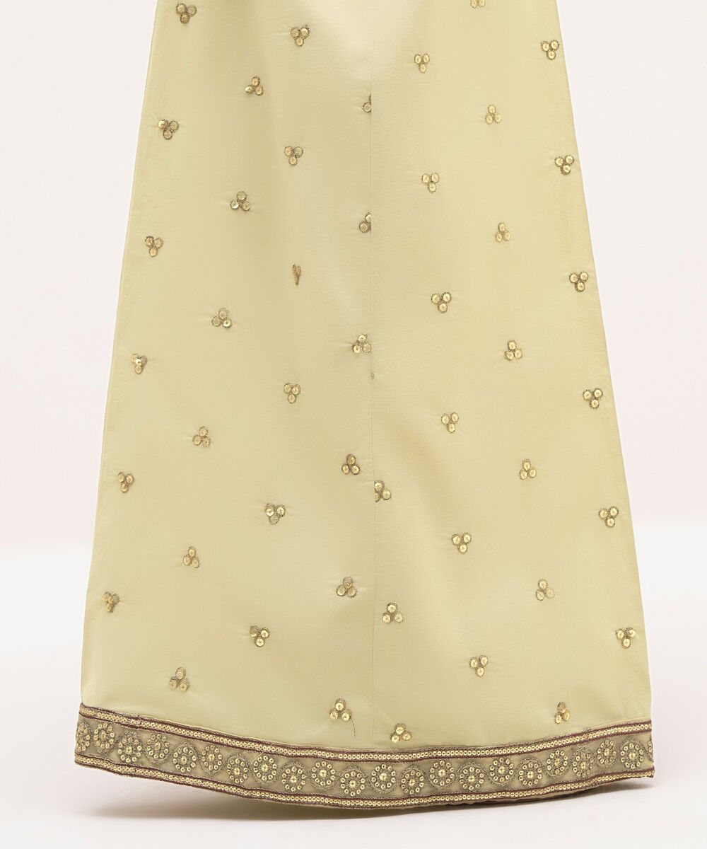 Women's RTW Cambric Beige Embroidered Flared Pants