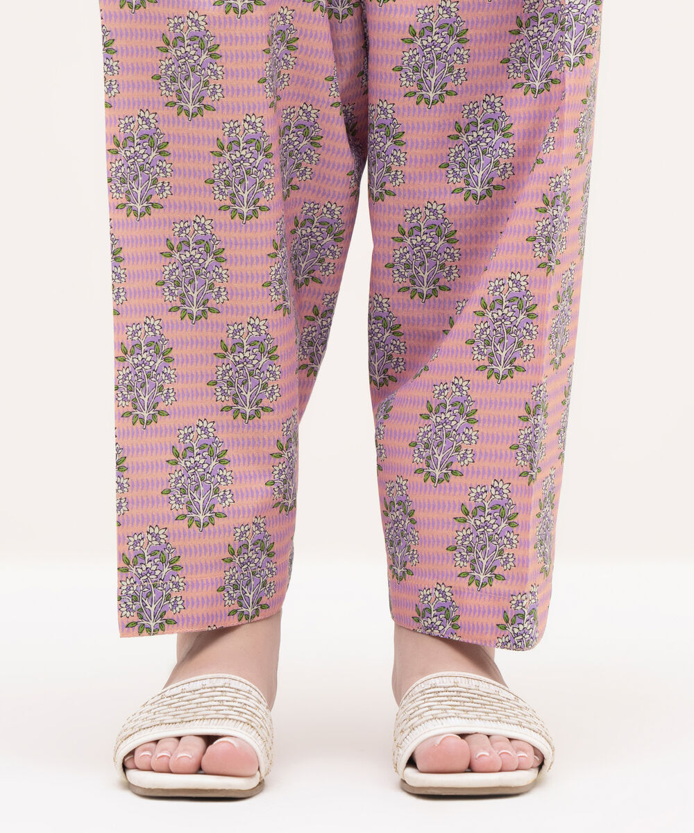 Women's RTW Textured Lawn Pink Printed Shalwar