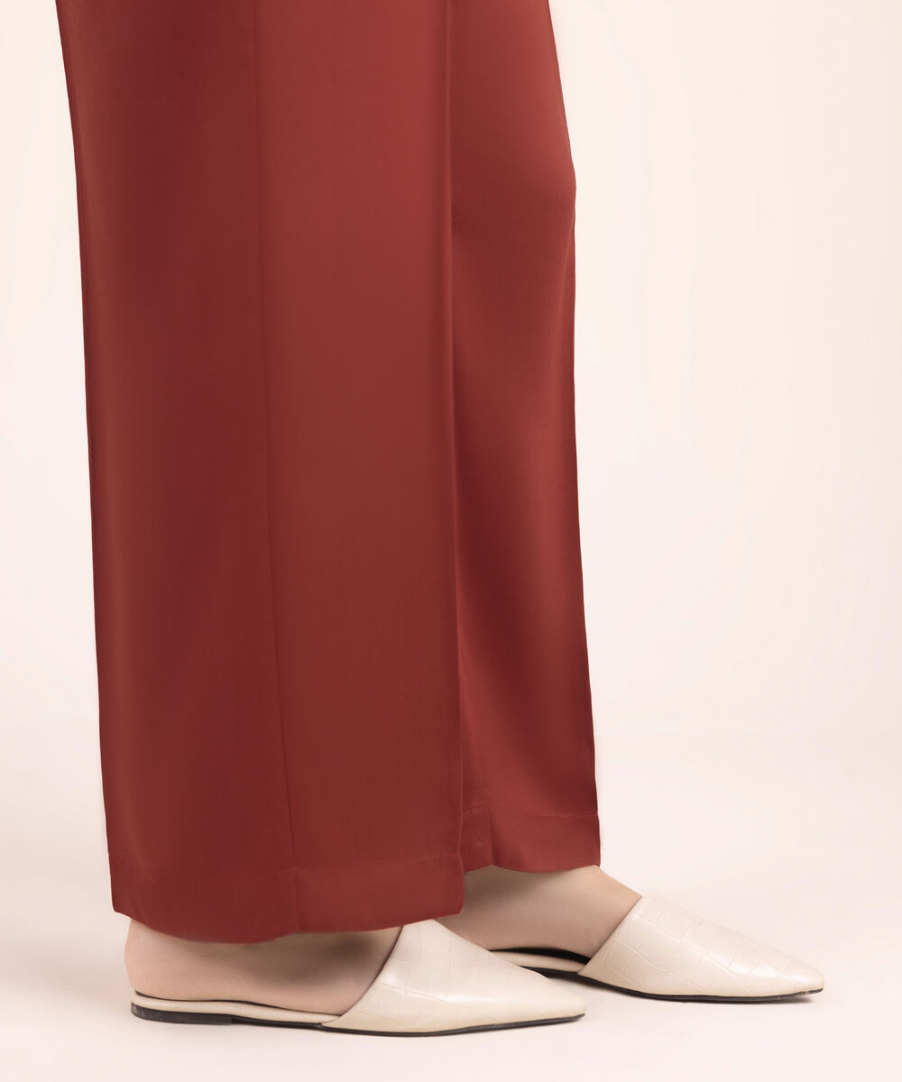 Women's RTW Bedford Solid Maroon Straight Pants