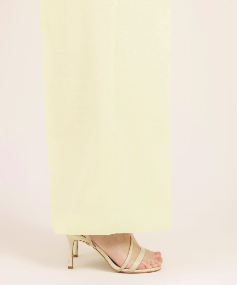 Women's RTW Cotton Viscose Solid Yellow Culottes