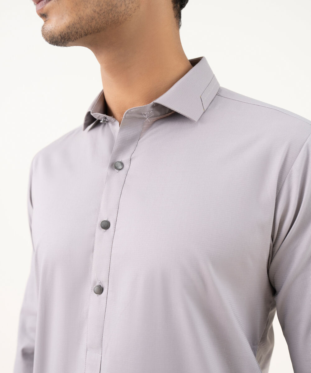 Men's 100% Cotton Plain Soft Grey Kurta Shalwar