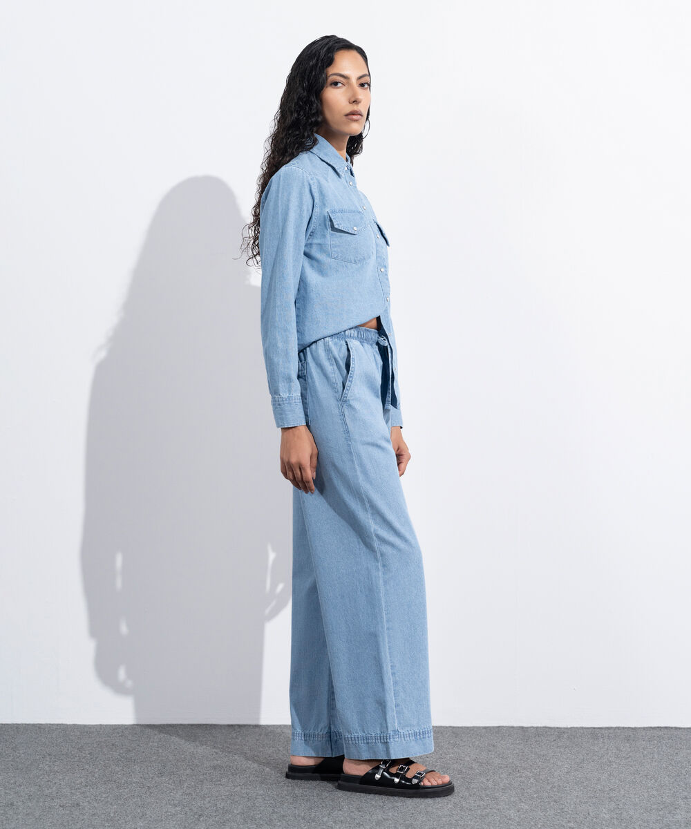 Women's Western Wear Blue Denim Pull-On Trouser