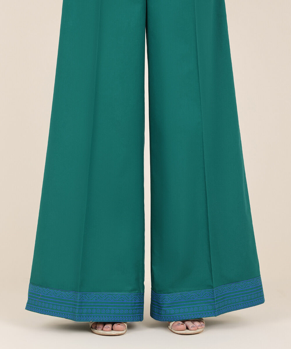 Women's RTW Cambric Green Solid Culottes