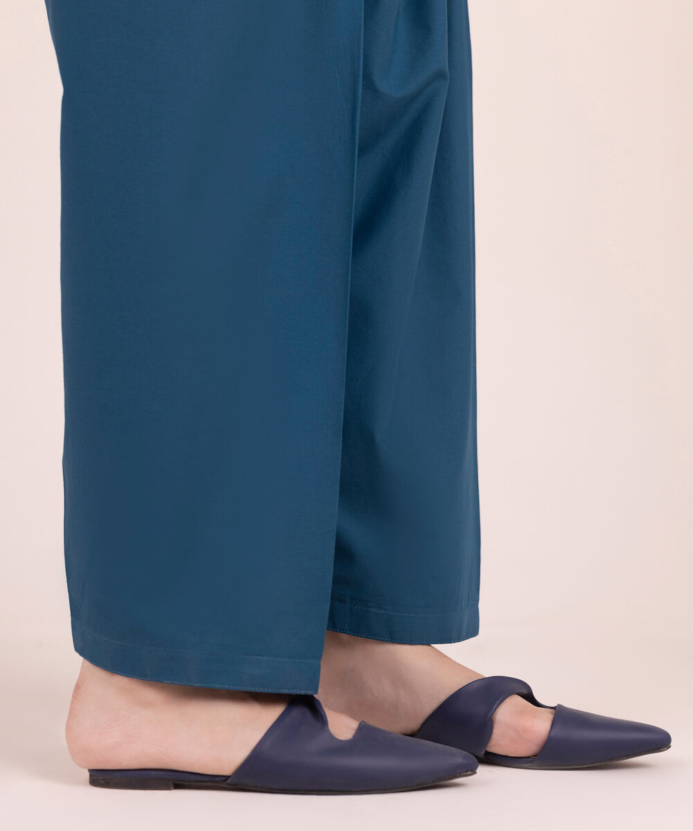 Women's RTW Cambric Solid Blue Shalwar