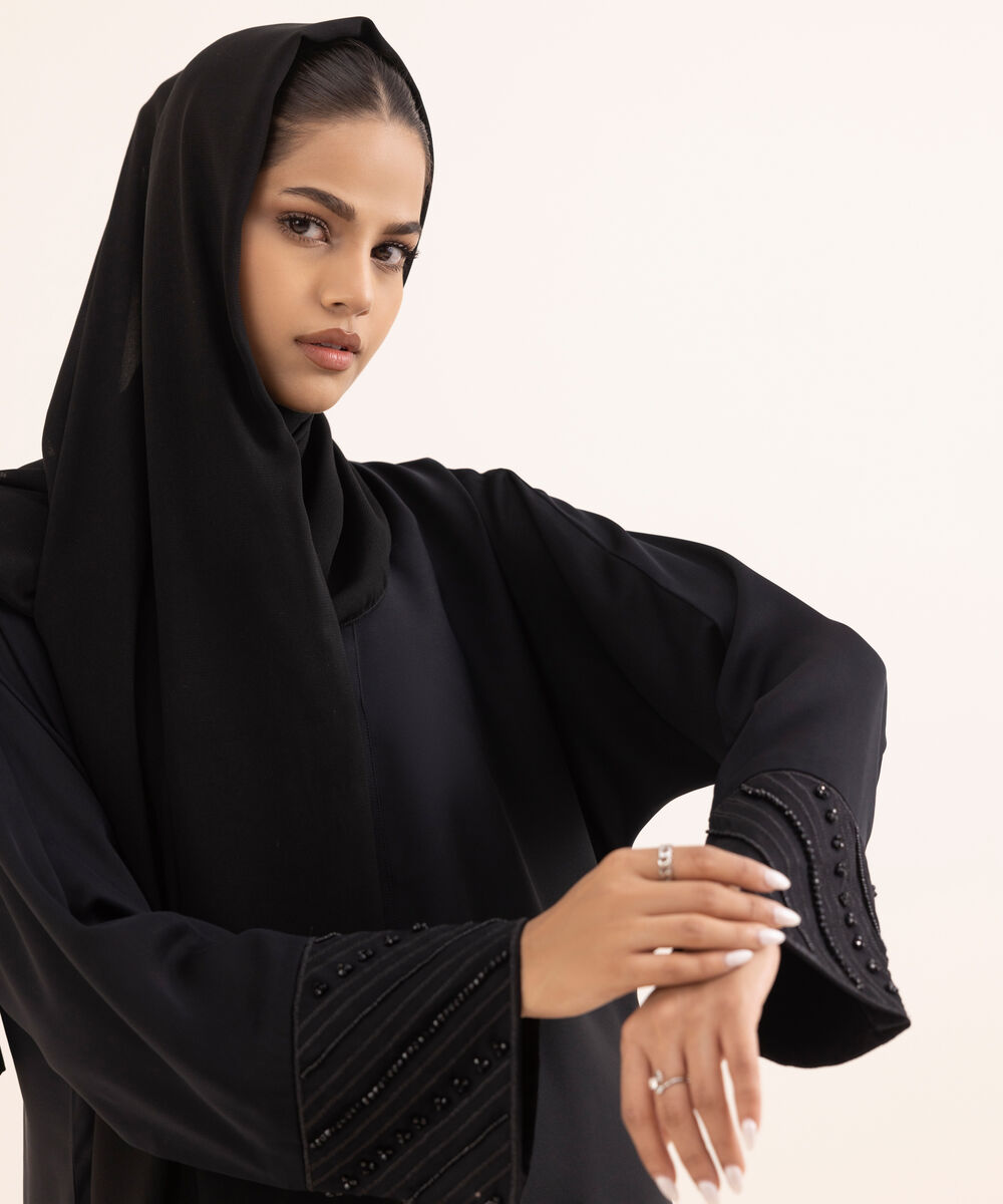 Women's Black Nida Abaya Set