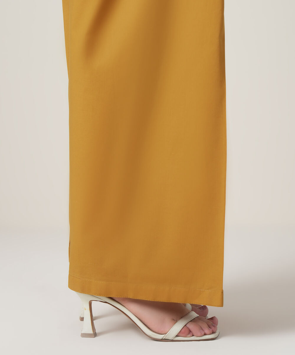 Women's RTW Cambric Mustard Solid Trousers