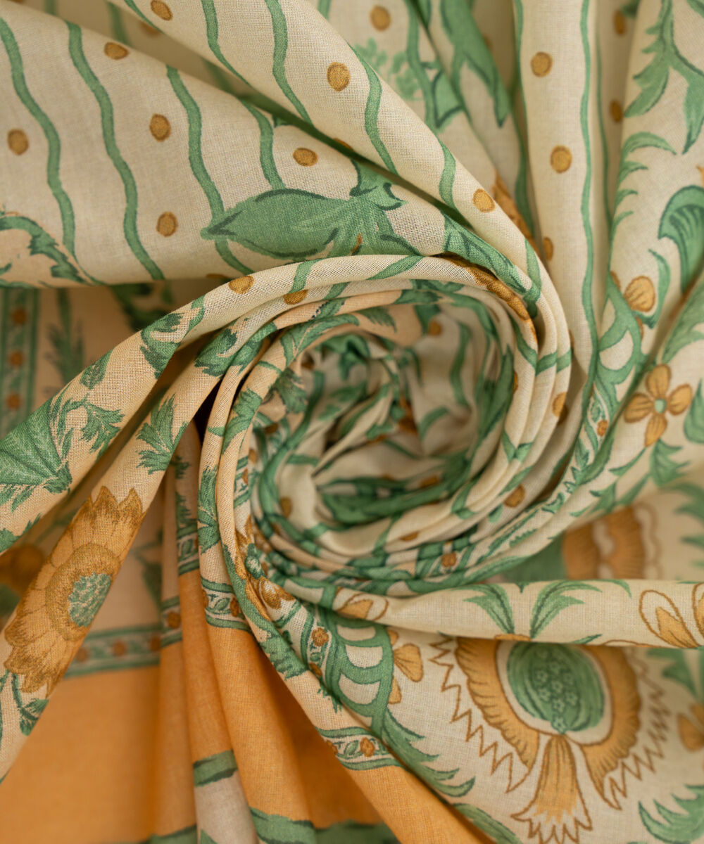 Women's Fine Voile Orange Printed Dupatta