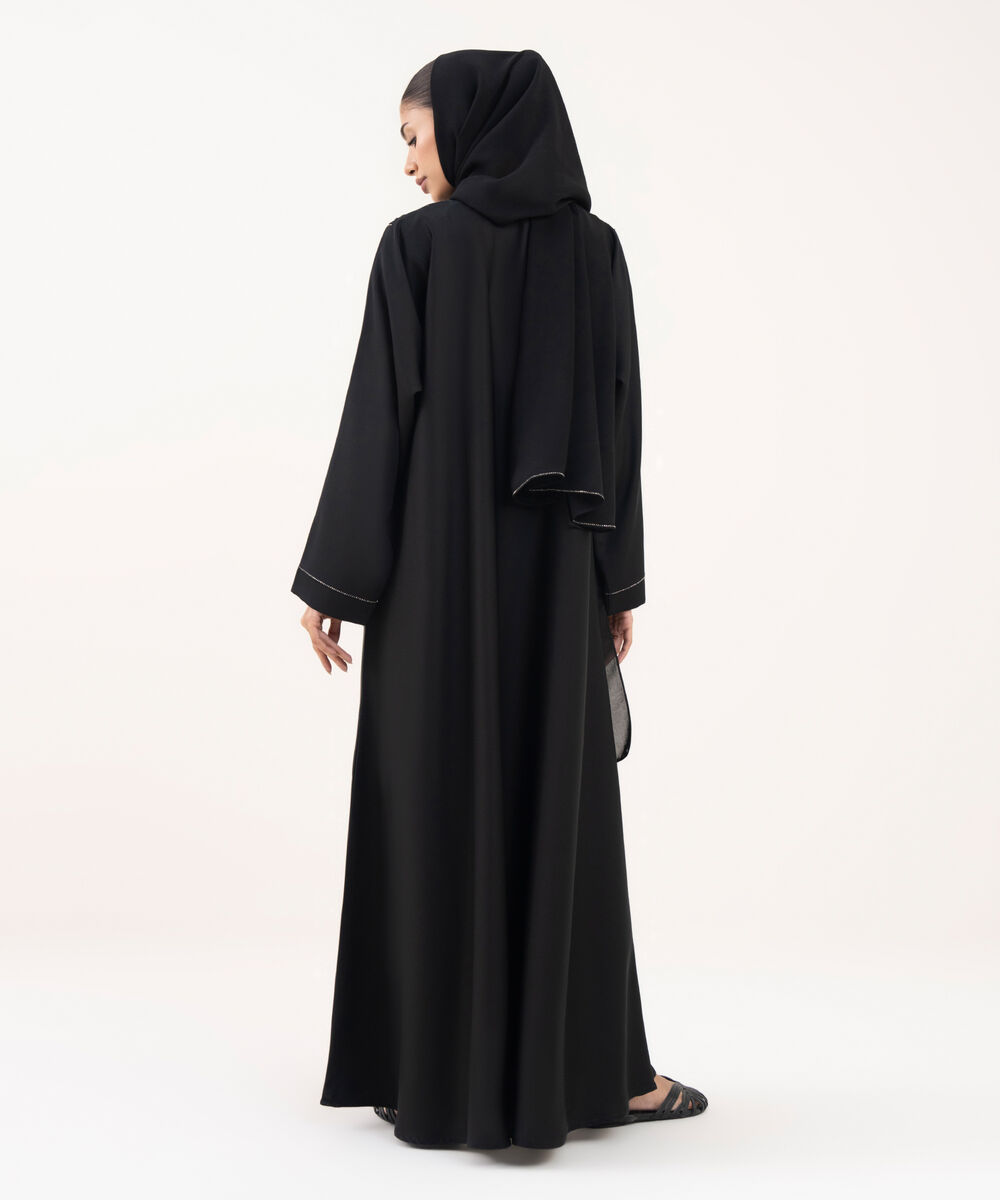 Women's Black Polyester Abaya Set
