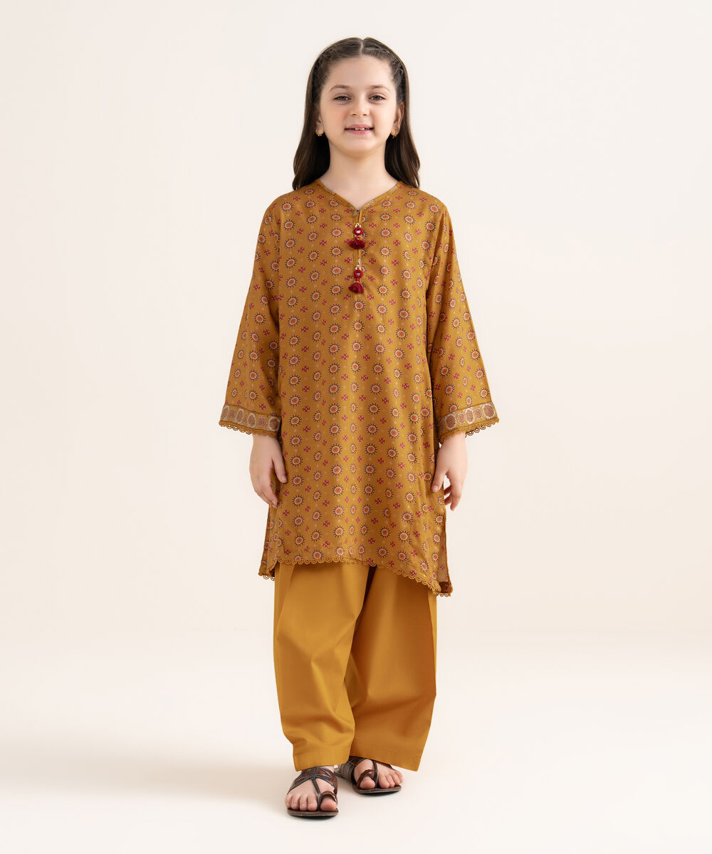 Girls Two Piece Printed Arabic Lawn Suit