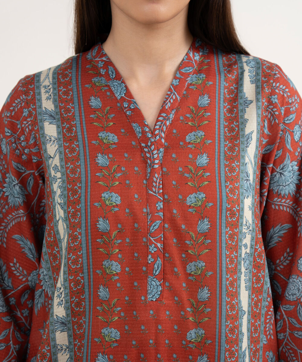 Women's RTW Dobby Brown Printed A-Line Shirt