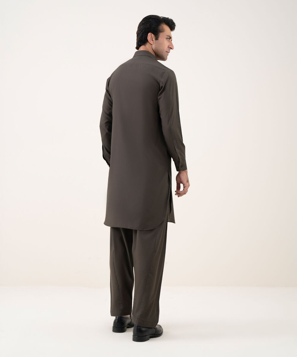 Men's 100% Cotton Plain Olive Kameez Shalwar